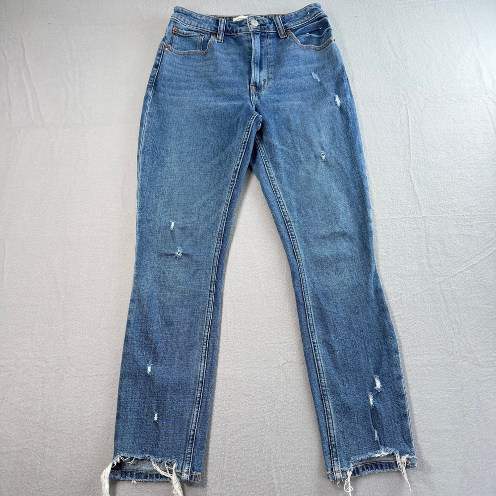 Abercrombie & Fitch Curve Love High Rise Skinny Jeans Women 26/2R Blue Grunge - Picture 2 of 8